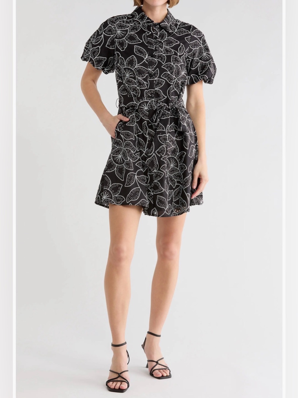 Sam Edelman Black Mini Dress with White Paisley Print